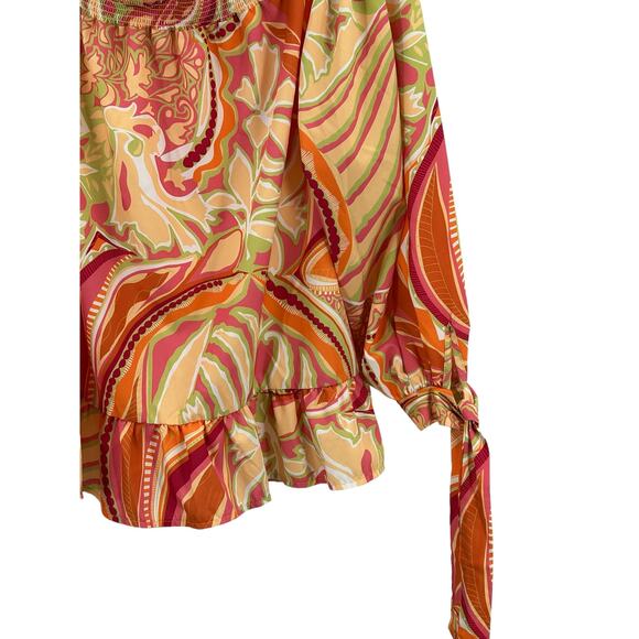 Jorge Pérez Off-the-Shoulder Tie-Sleeve Blouse Multicolor Summer Spring - Picture 7 of 9